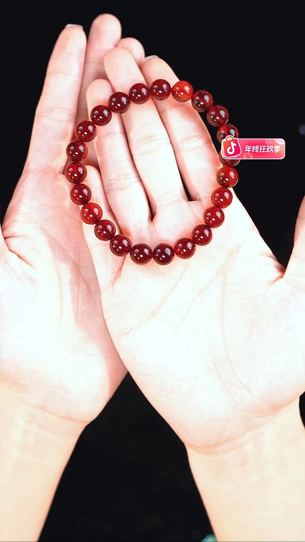 琥珀未镶嵌珠宝奇石8mm血珀手串