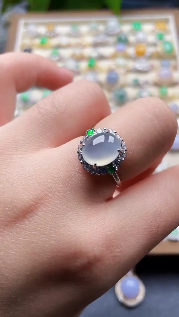 银S925镶嵌戒指翡翠14