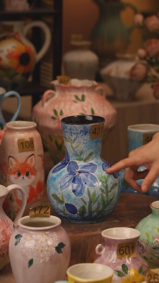 陶瓷431景德镇设计师手作花器摆件侘寂风