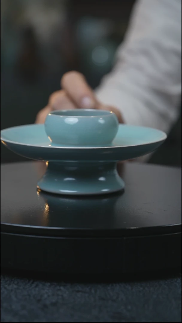 盏托 汝瓷 （拾汝）（天青）