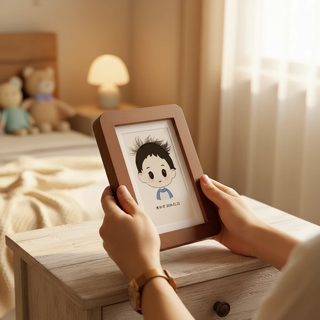 宝宝胎毛相框纪念品自制diy胎发制作小孩新生儿胎毛做画男孩女孩