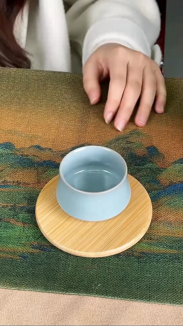 杯子瓷孙现锋 仿古天青釉 聚香杯