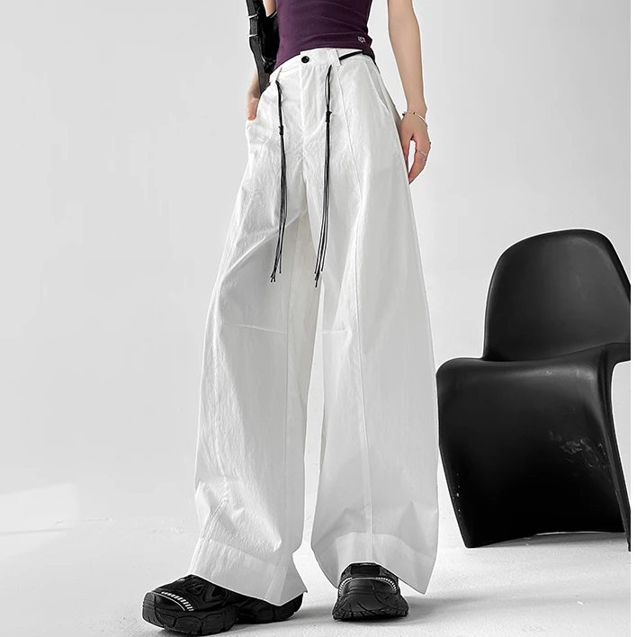 拉夏贝尔韩系ins度假风工装裤2025夏季宽松垂感休闲百搭阔腿裤子