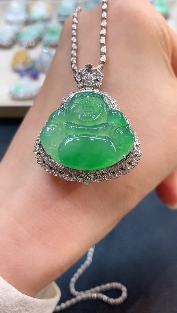 翡翠18K金镶嵌吊坠(不含链)n60春日珠宝