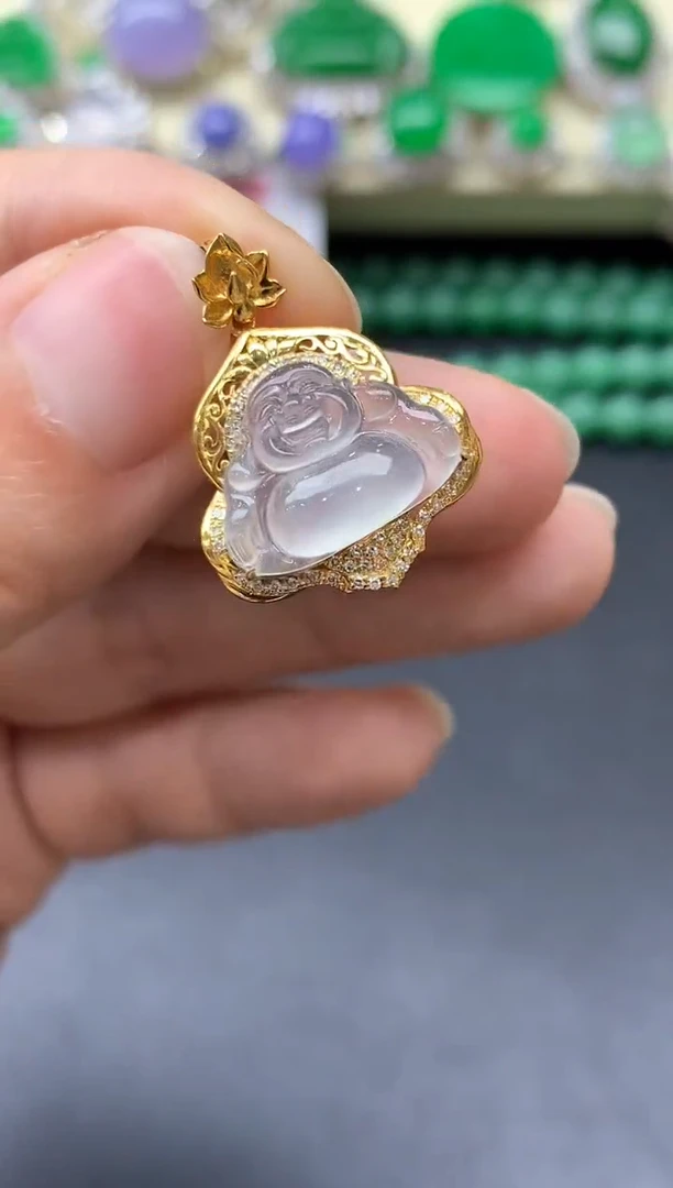 颈饰18K金镶嵌翡翠214-中国好珍宝