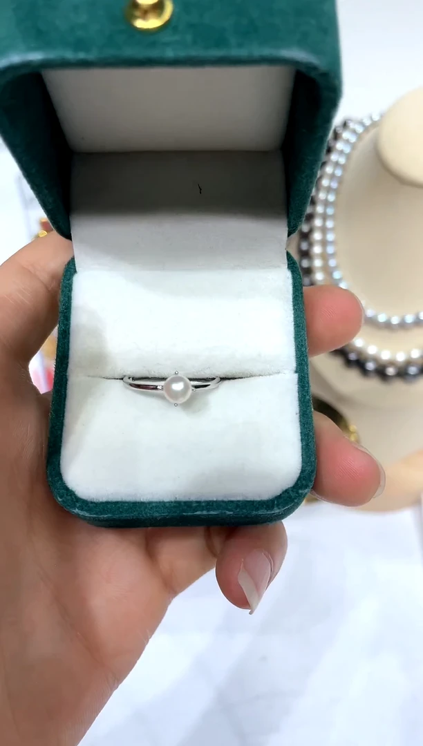 海水珍珠戒指银S925镶嵌海水珍珠