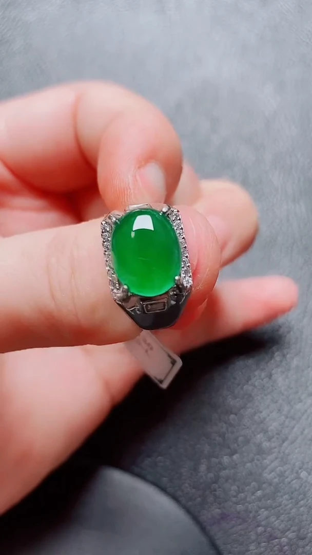翡翠戒指银S925镶嵌翡翠