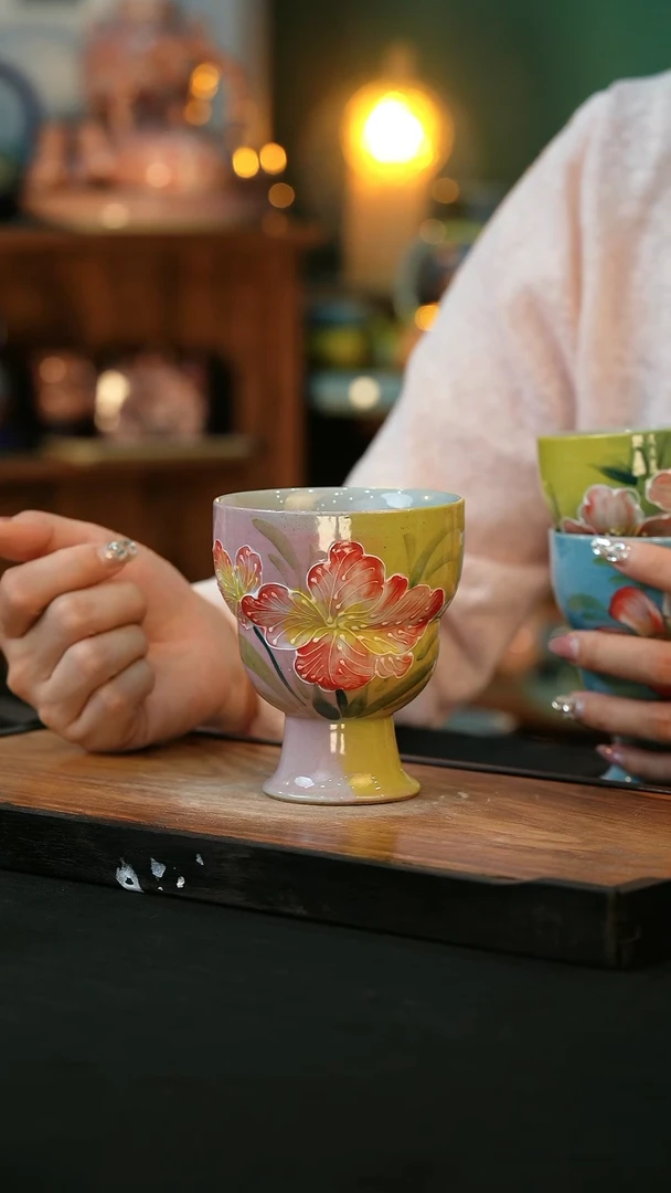 杯手绘心瓷陶瓷浮力