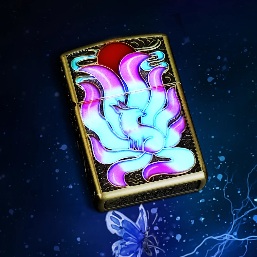 ZORRO防风煤油打火机青铜夜光九尾狐高档男士轻奢礼物个性创意