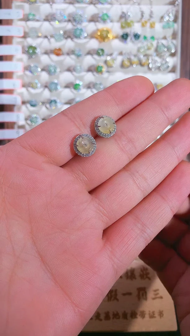 银S925镶嵌戒指翡翠S925银镶翡翠平安扣女饰品