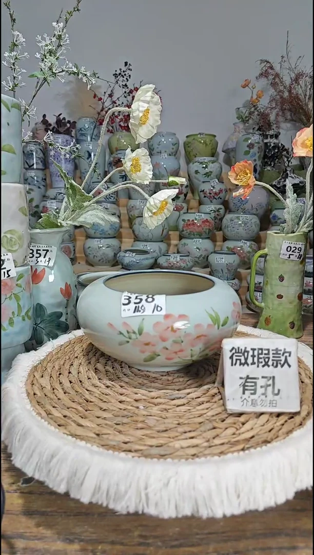 景德镇瓷韵陶瓷花盆  358微瑕  手工制品 完美主义者慎拍