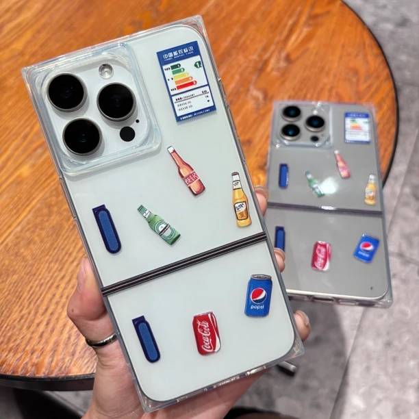 鑫壳冰晶方块趣味冰箱壳适用于苹果系列iPhone16透明软质手机壳