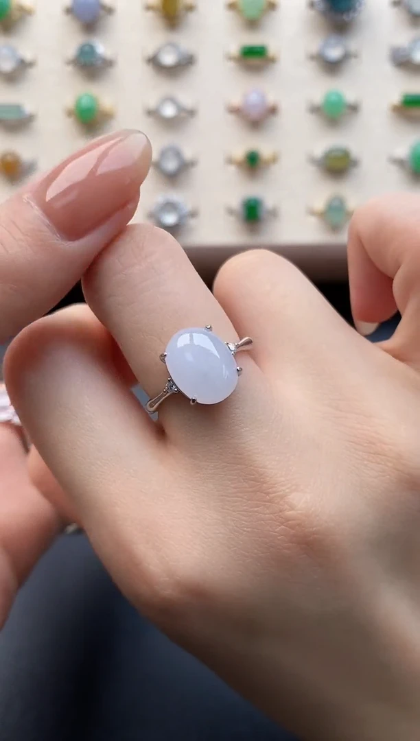 银S925镶嵌戒指翡翠一物一证一礼盒