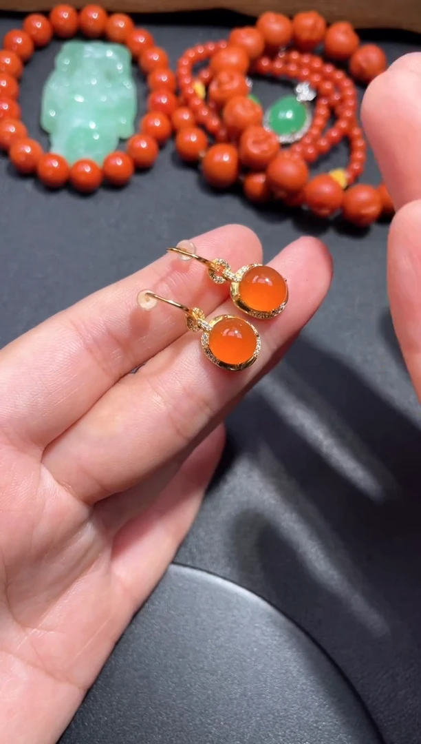 未镶嵌耳饰南红玛瑙20