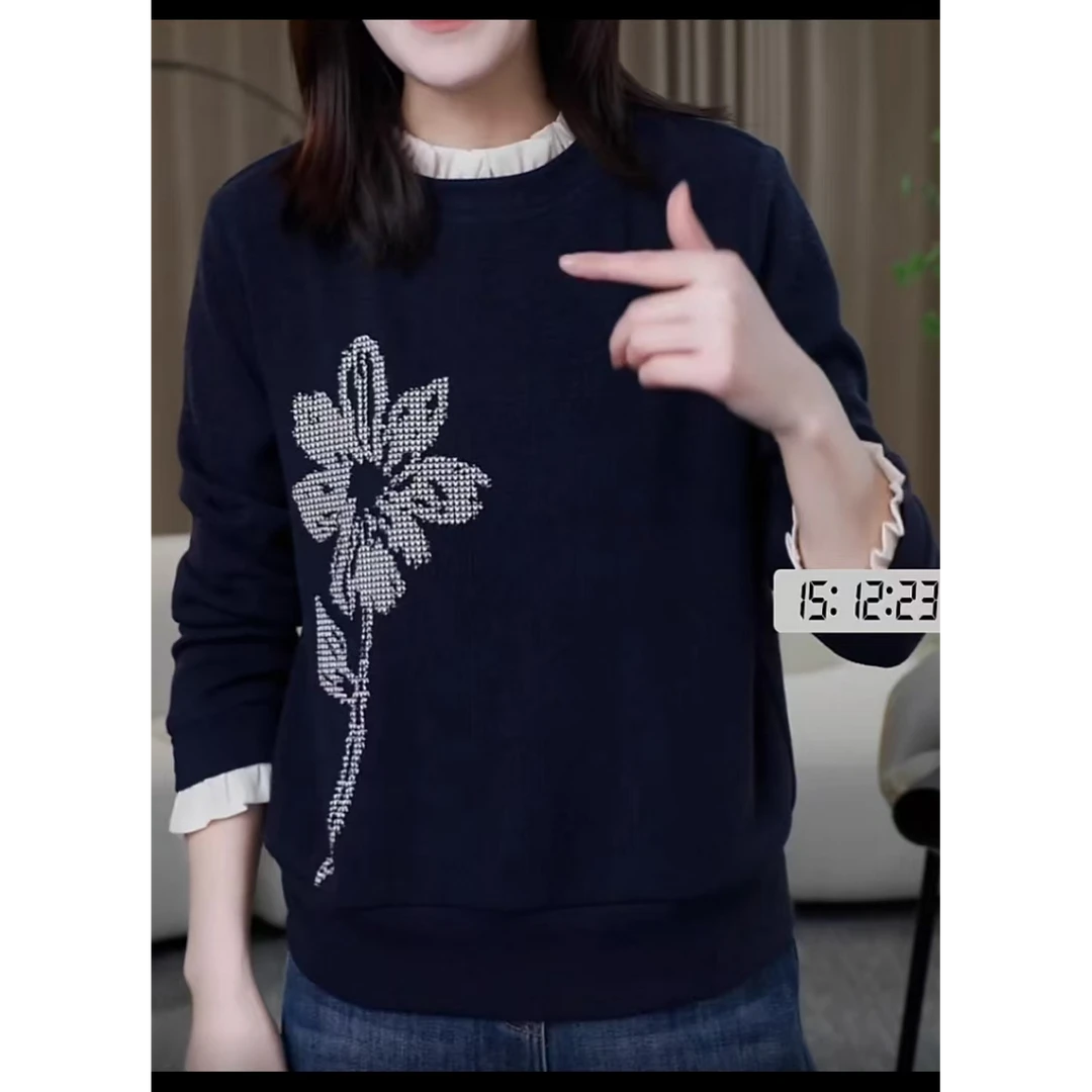 百搭花边领加绒上衣260