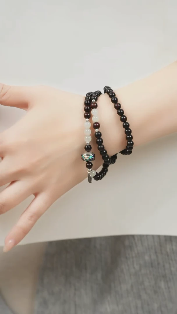 手串檀香紫檀（小叶紫檀）未镶嵌三圈小叶紫檀