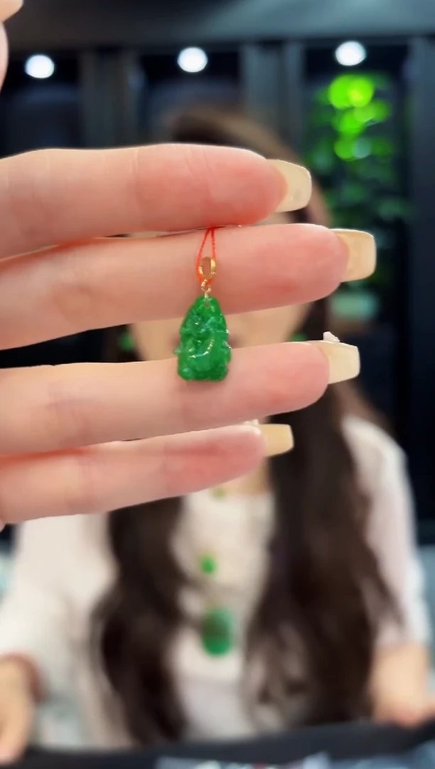 翡翠18K金镶嵌吊坠(不含链)  缅料A货/支持复检/一件