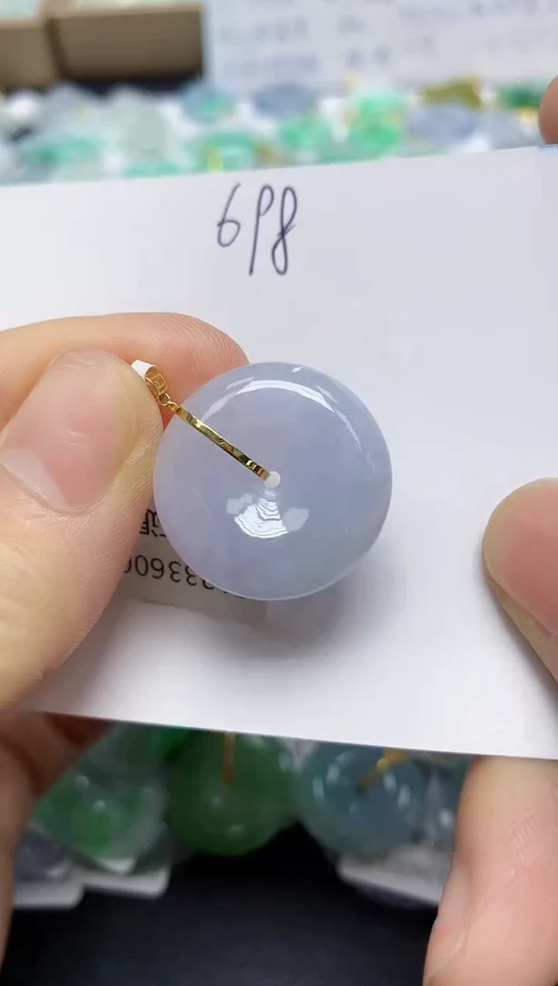 翡翠18K金镶嵌颈饰天然缅甸翡翠A货