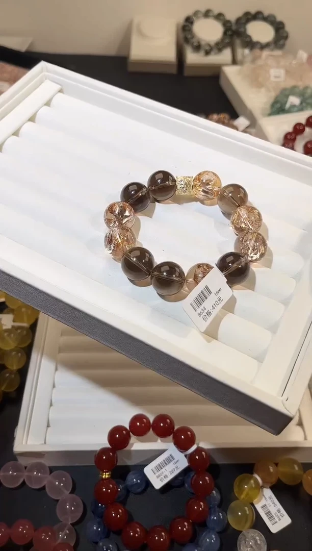 合成欧泊未镶嵌手串多样性发一琥珀鎏金16mm