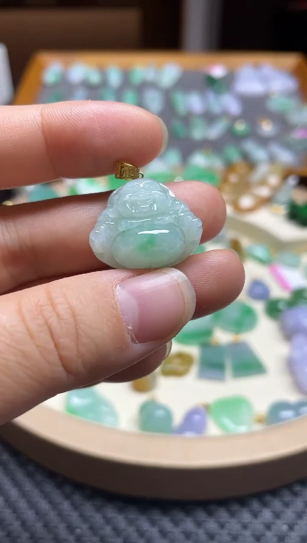 【闪购商品】翡翠颈饰18K金镶嵌佛公