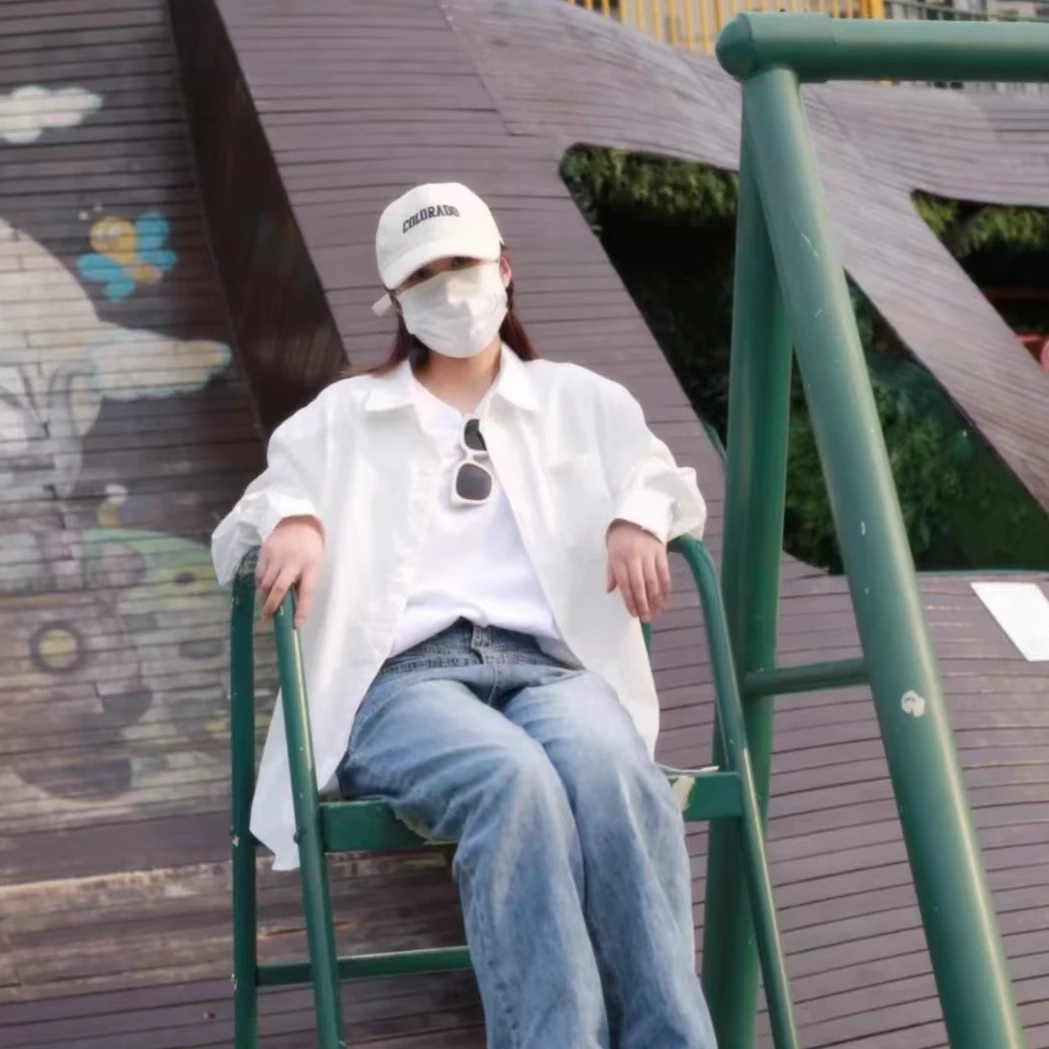 95新 Balenciaga/巴黎世家 白色宽松休闲衬衫 2 码/dd660