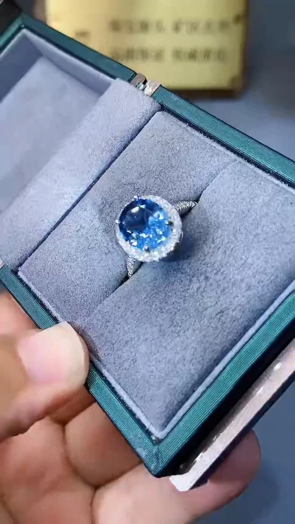 【闪购商品】海蓝宝石戒指银S925镶嵌354