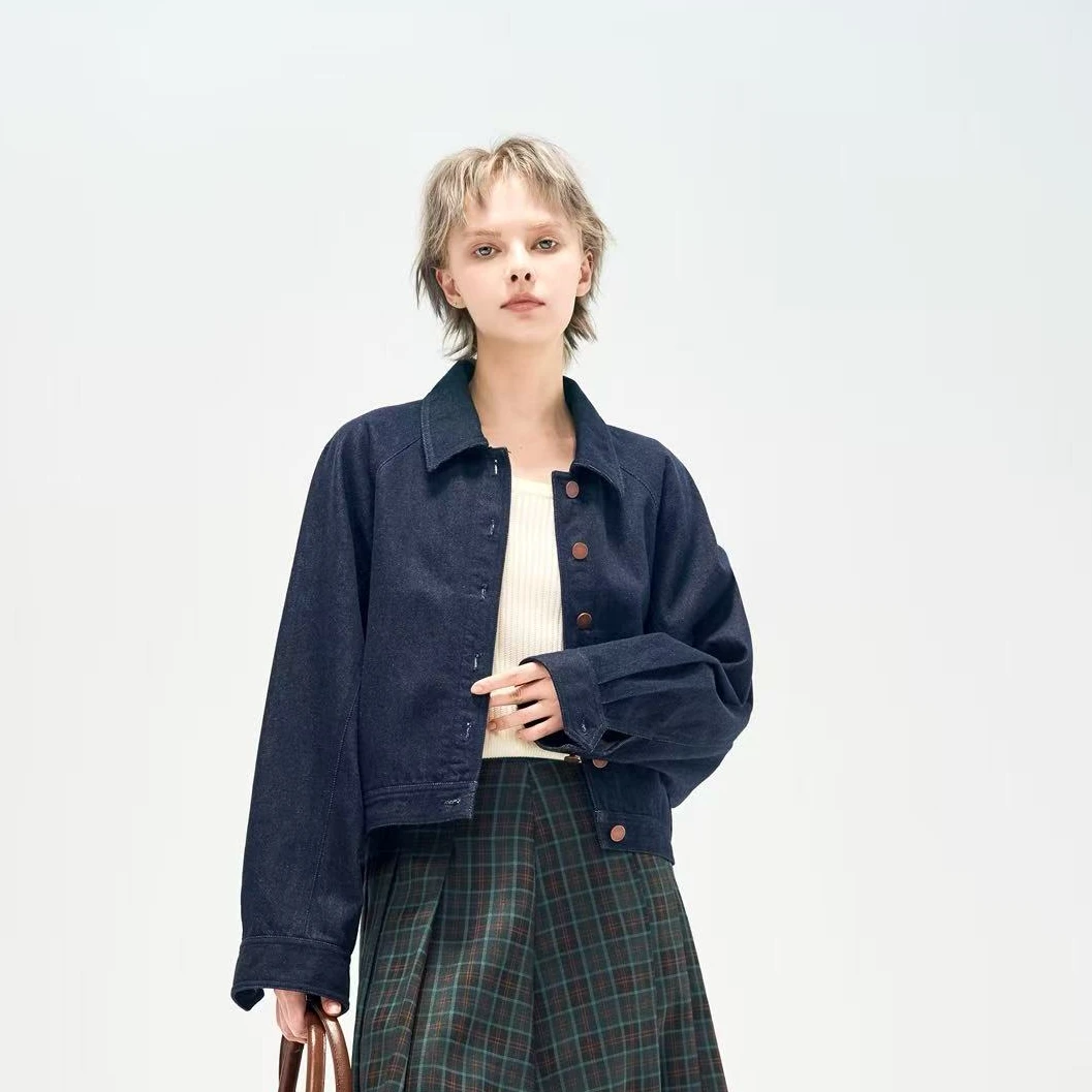 【商场品质】复古高级感蝙蝠袖设计 翻领宽松显瘦牛仔外套 GZ 9655