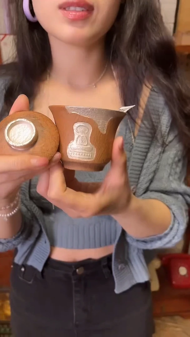 F97原矿鎏银盖碗磨砂感老岩泥茶壶