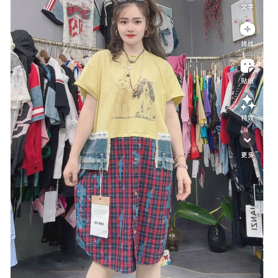 LY急156#J.JA 夏季狗狗印花拼接宽松百搭休闲连衣裙