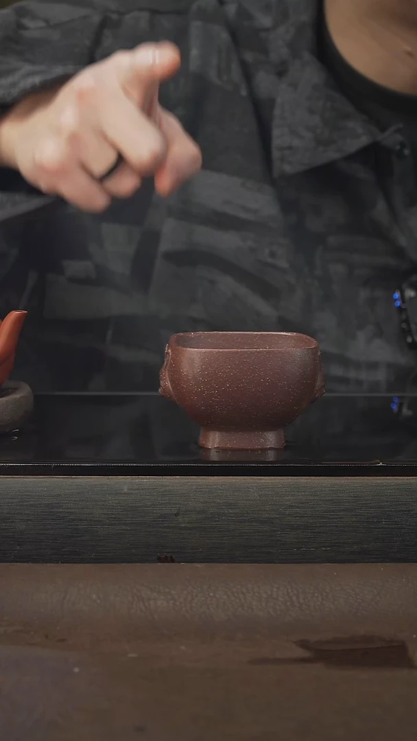 茶壶紫砂四方兔首主人杯，100cc