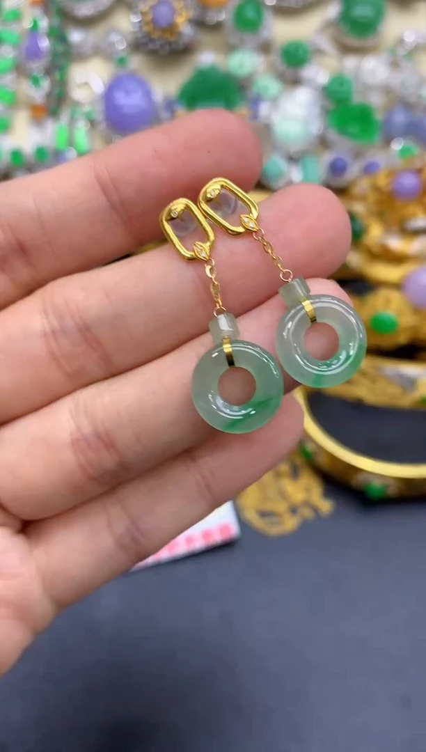 18K金镶嵌翡翠耳饰303-中国好珍宝