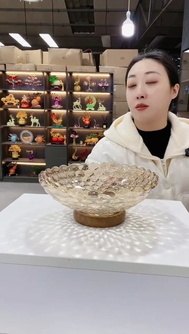 实木底座【金色雨珠果斗24cm】