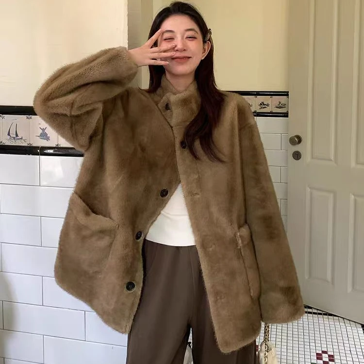 “冬日恋歌”秋冬新款时尚休闲百搭网红款毛毛外套2633