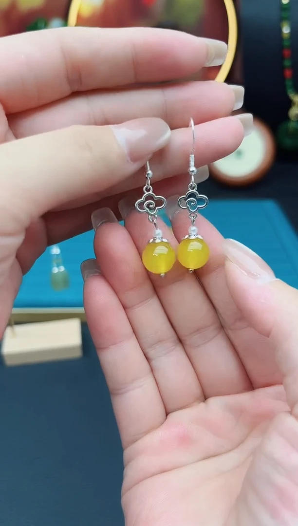 玛瑙/玉髓耳饰银S925镶嵌702000