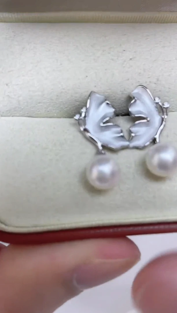 银S925镶嵌海水珍珠耳饰