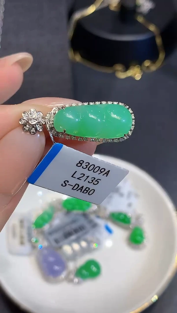 吊坠(不含链)18K金镶嵌翡翠L多样性发其一