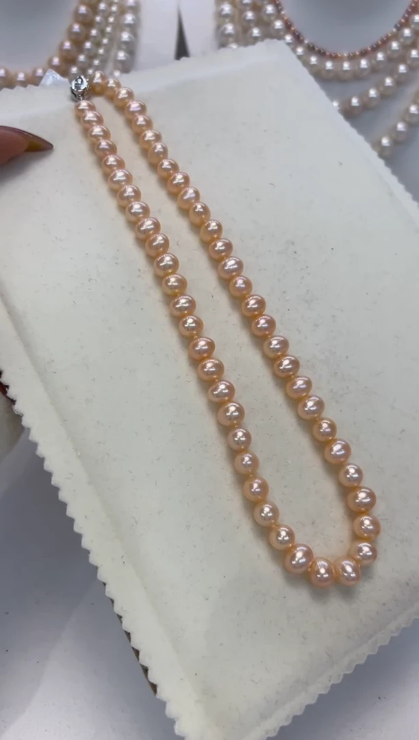 【闪购商品】淡水珍珠颈饰银S925镶嵌7.5-8.5mm无核彩珠项链