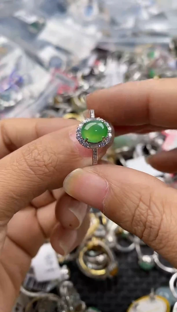 银S925镶嵌戒指翡翠1212---1