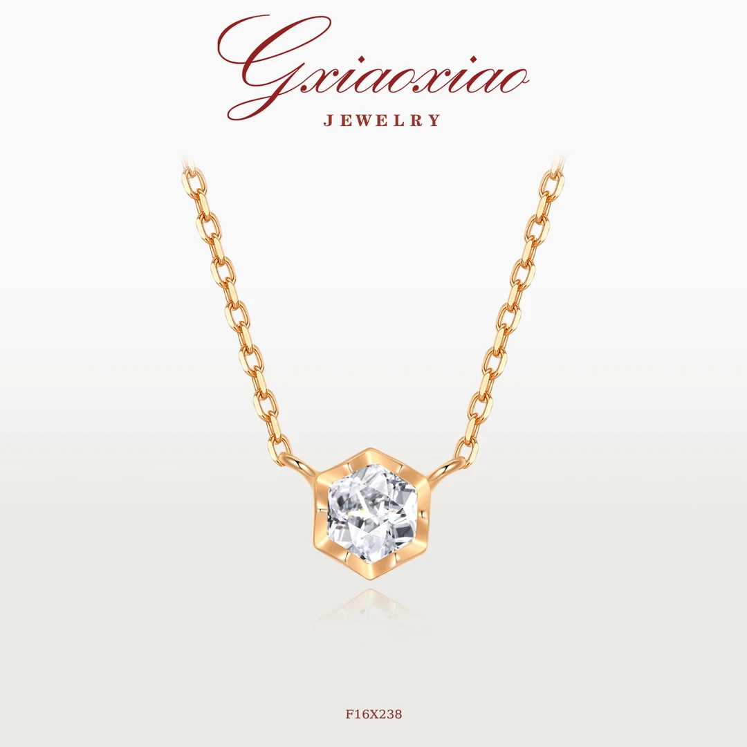 925银 镀K金 【女王切系列】法式蜂巢项链 F16X241 F16X238