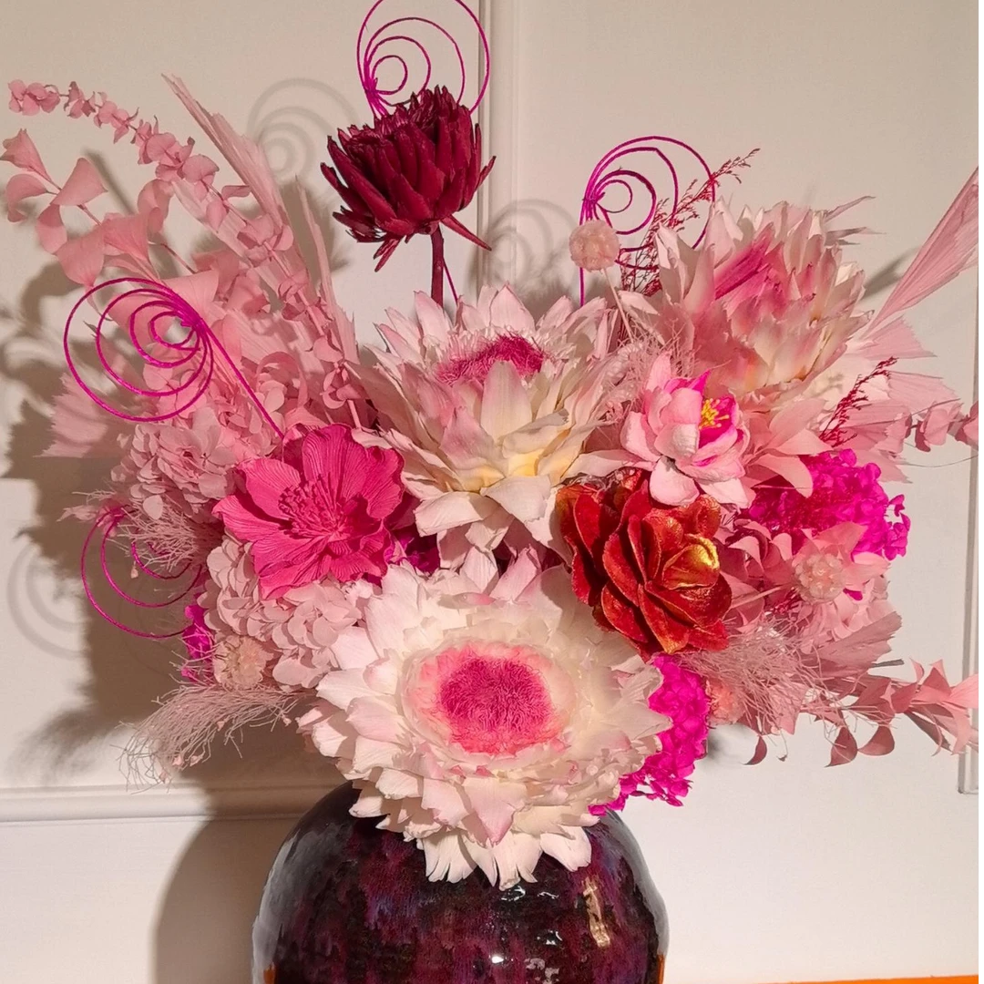 【桃夭】永生花粉紫色花束客厅玄关餐桌装饰轻奢百搭成品花艺