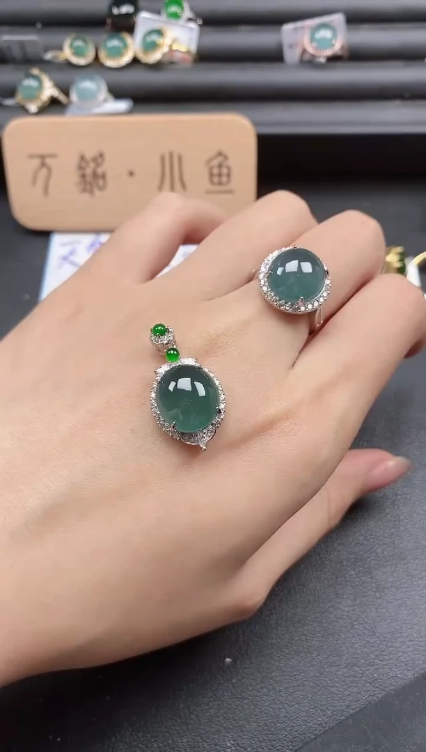 翡翠戒指银S925镶嵌1
