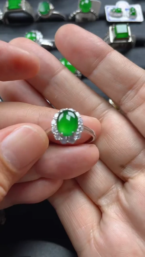 【闪购商品】翡翠戒指银S925镶嵌翡翠