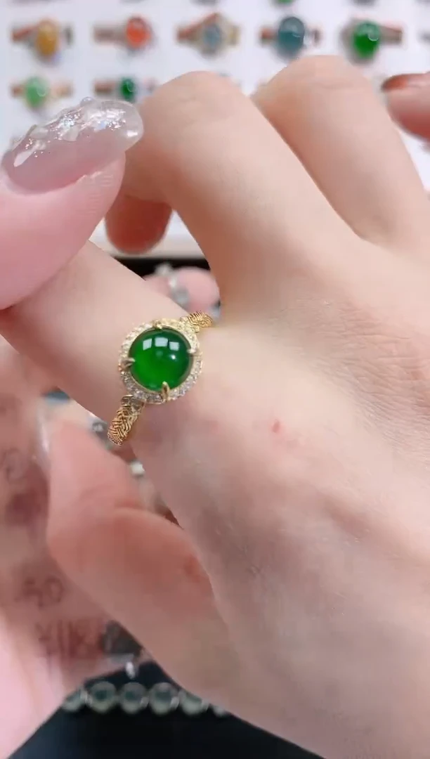 银S925镶嵌戒指翡翠天然翡翠