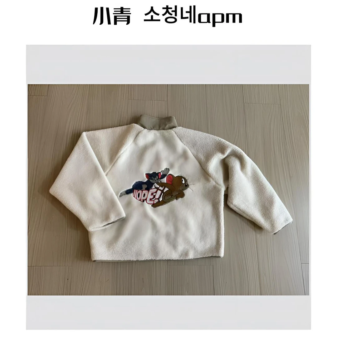 韩国东大门 CRE/ 月下山茶花 猫和老鼠摇粒绒卡通外套（摇粒绒！）