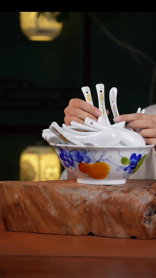 瓷片景德镇高温釉中彩餐具勺子