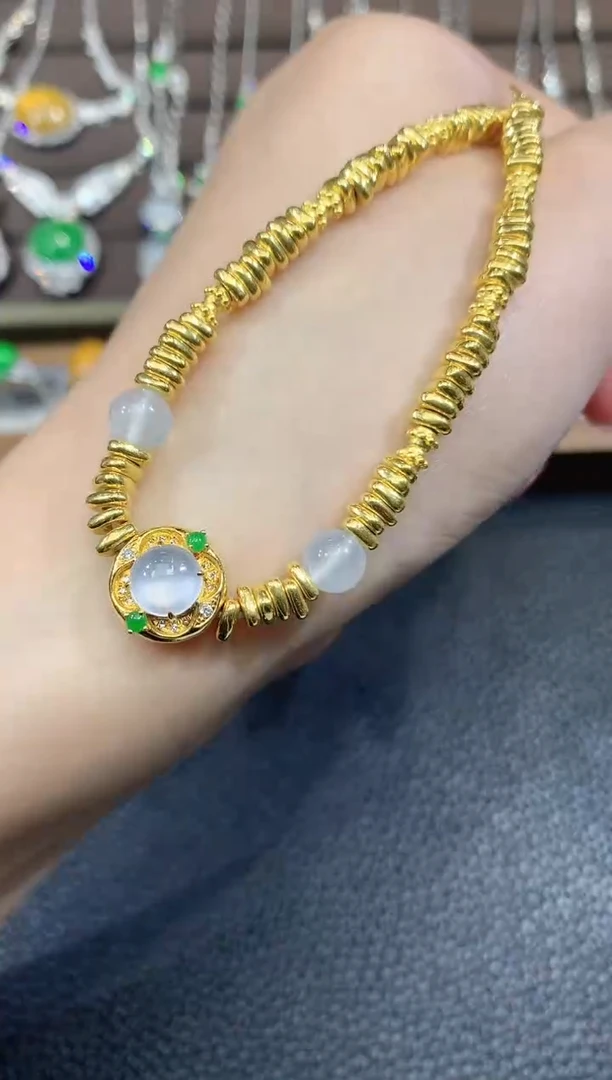 18K金镶嵌手链翡翠A116