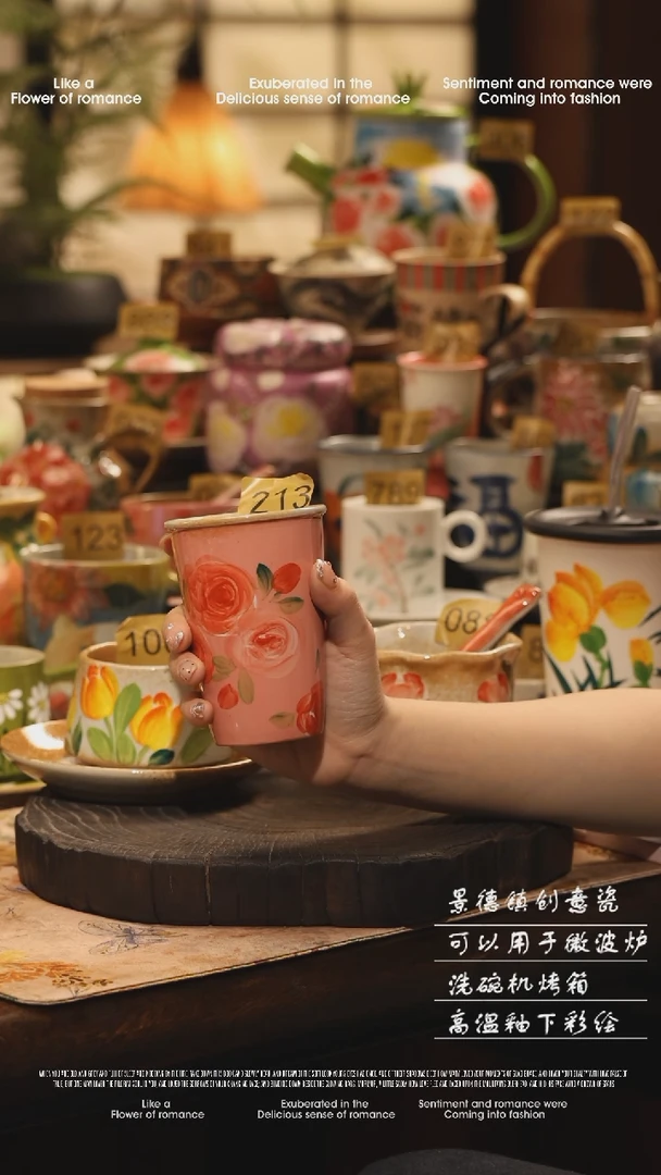 陶瓷景德镇高温釉下彩绘设计师款式