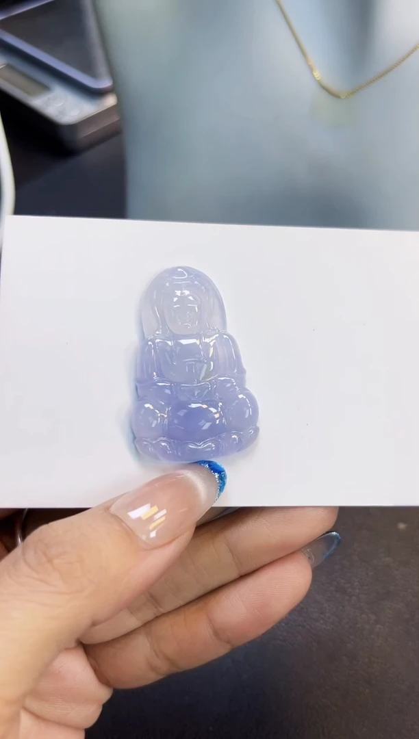 裸石翡翠风生074冰紫正装观音40.4*25.2*4.1