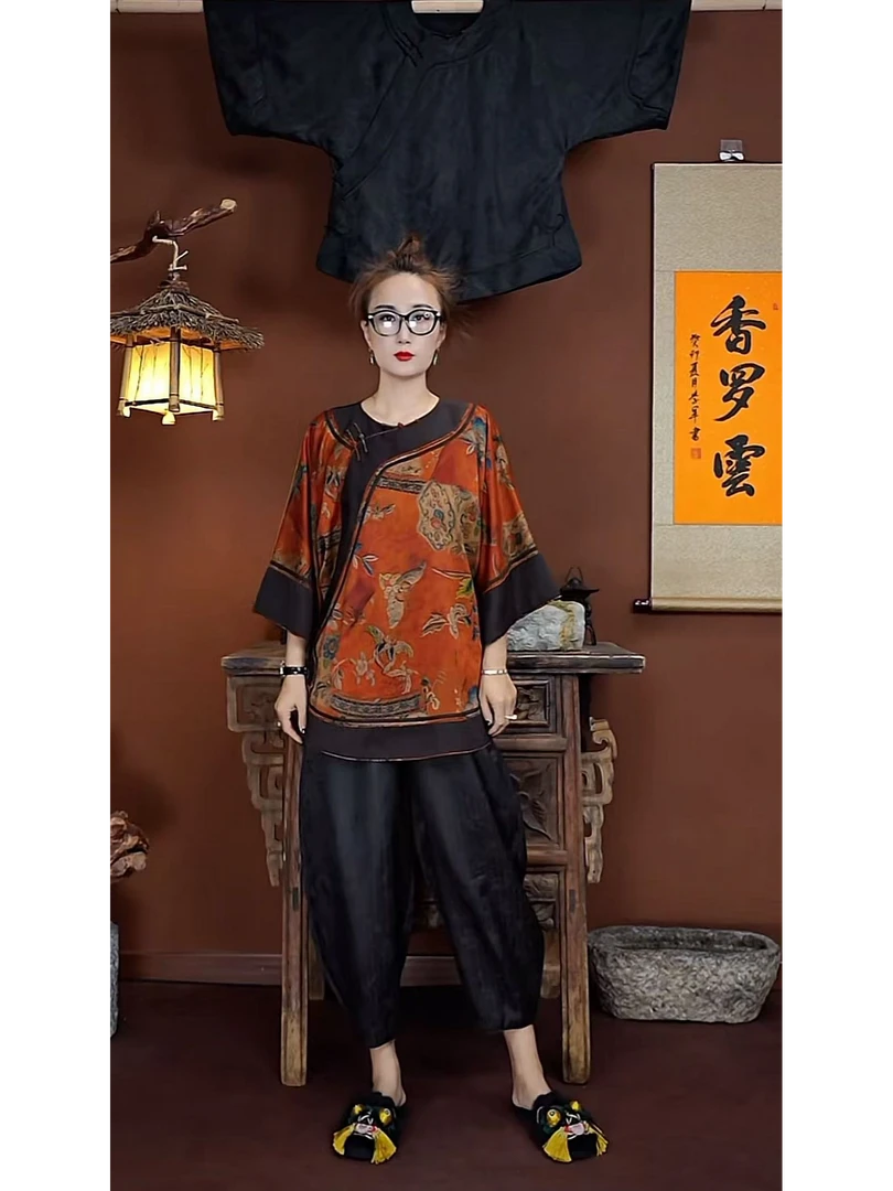 新中式6A级真丝复古 桑蚕丝香罗云香云纱125