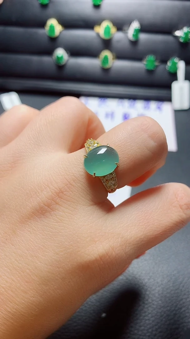 银S925镶嵌戒指翡翠天然翡翠A货s925银镶